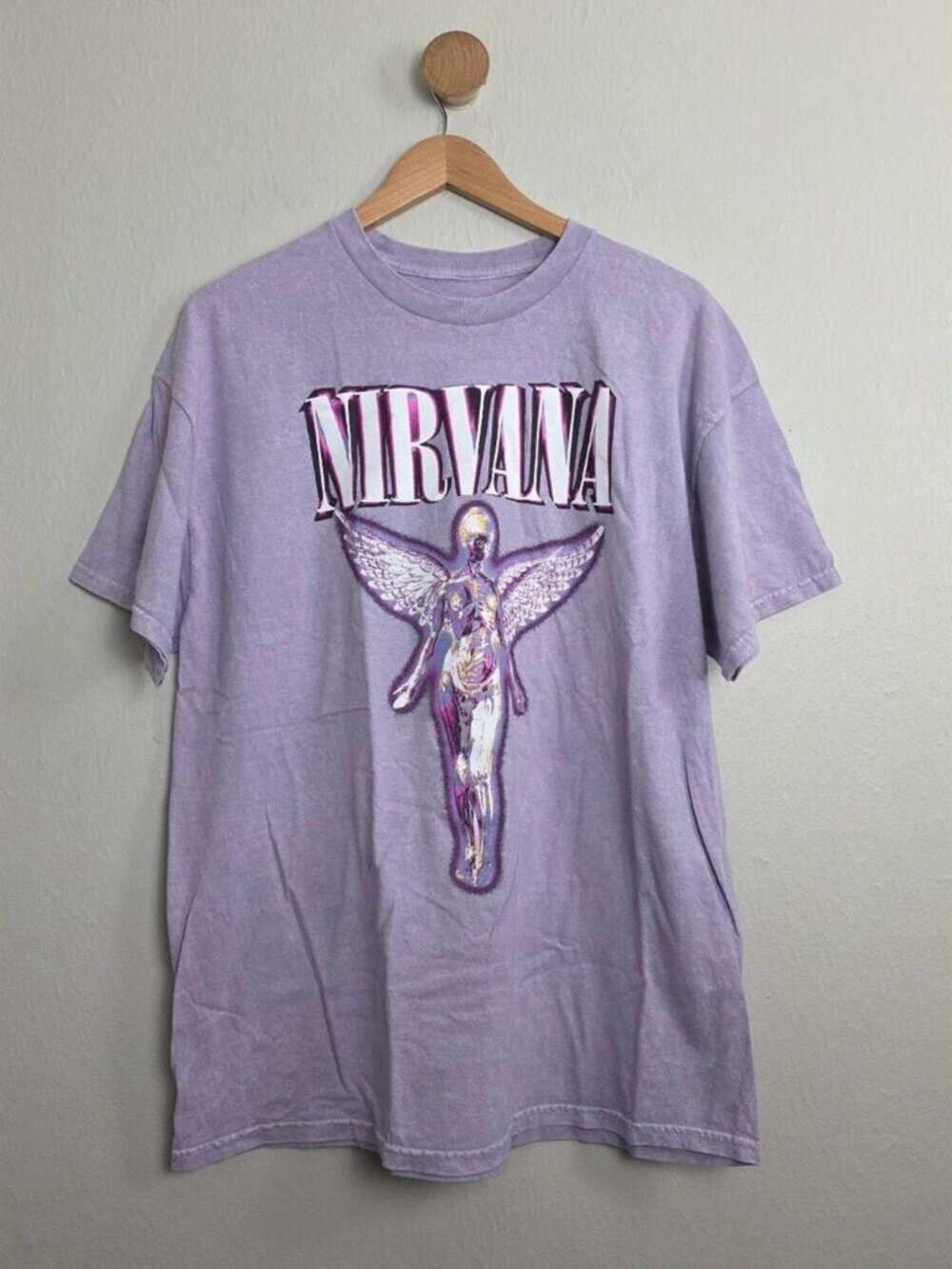 Urban Outfitters Women's Purple and White T-shirt